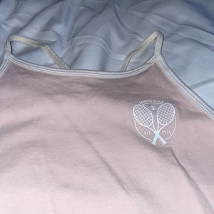 garage pink tennis club body suit with criss cross back